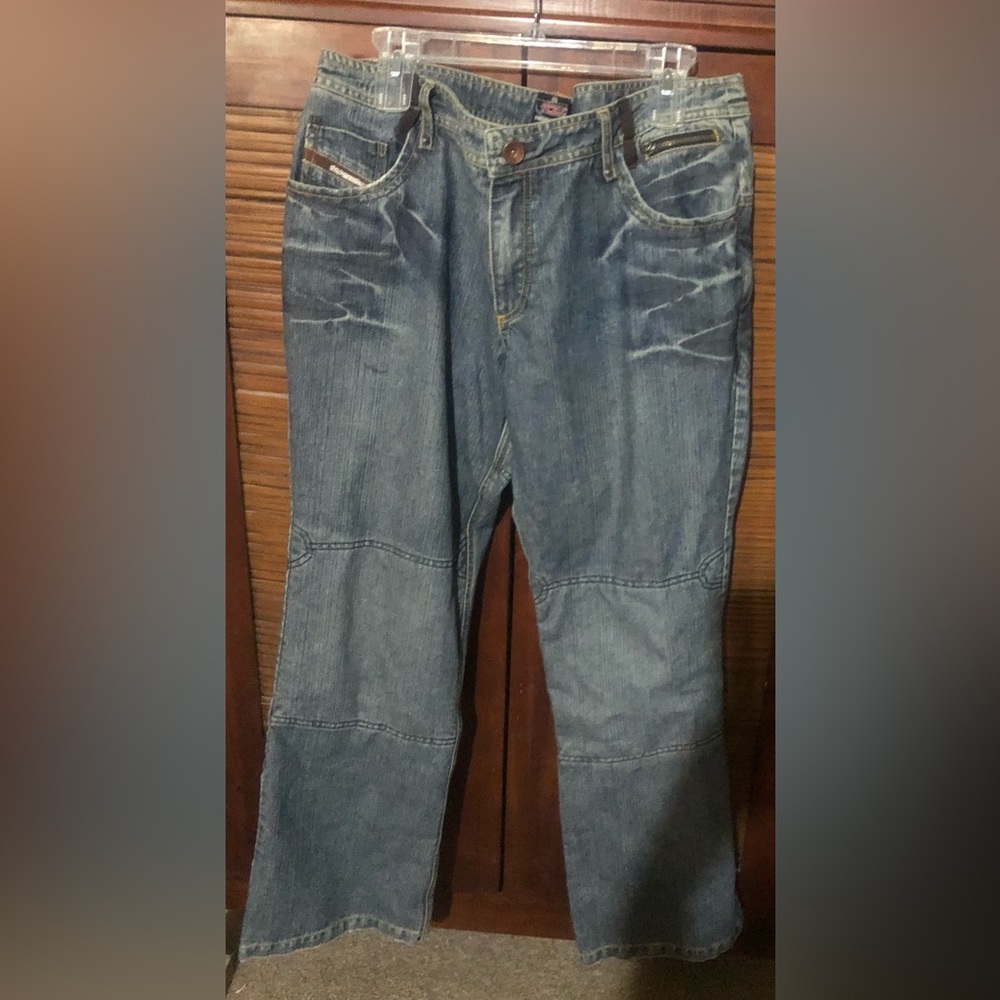 Your master women’s motorcycle riding jeans. Has padded inner legs. Never worn.